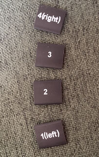 Four heat-shrink tubes labelled 1(left), 2, 3, 4(right)